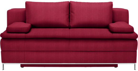 BOXSPRINGSOFA Flachgewebe Rot  - Chromfarben/Rot, Design, Textil/Metall (200/93/107cm) - Novel