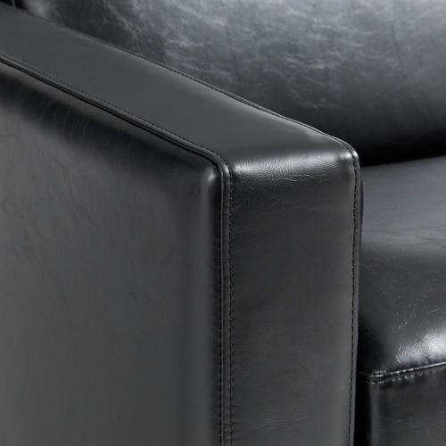 SOFFA i läderimitation svart  - svart, Design, metall/textil (193/79/79cm) - Livetastic
