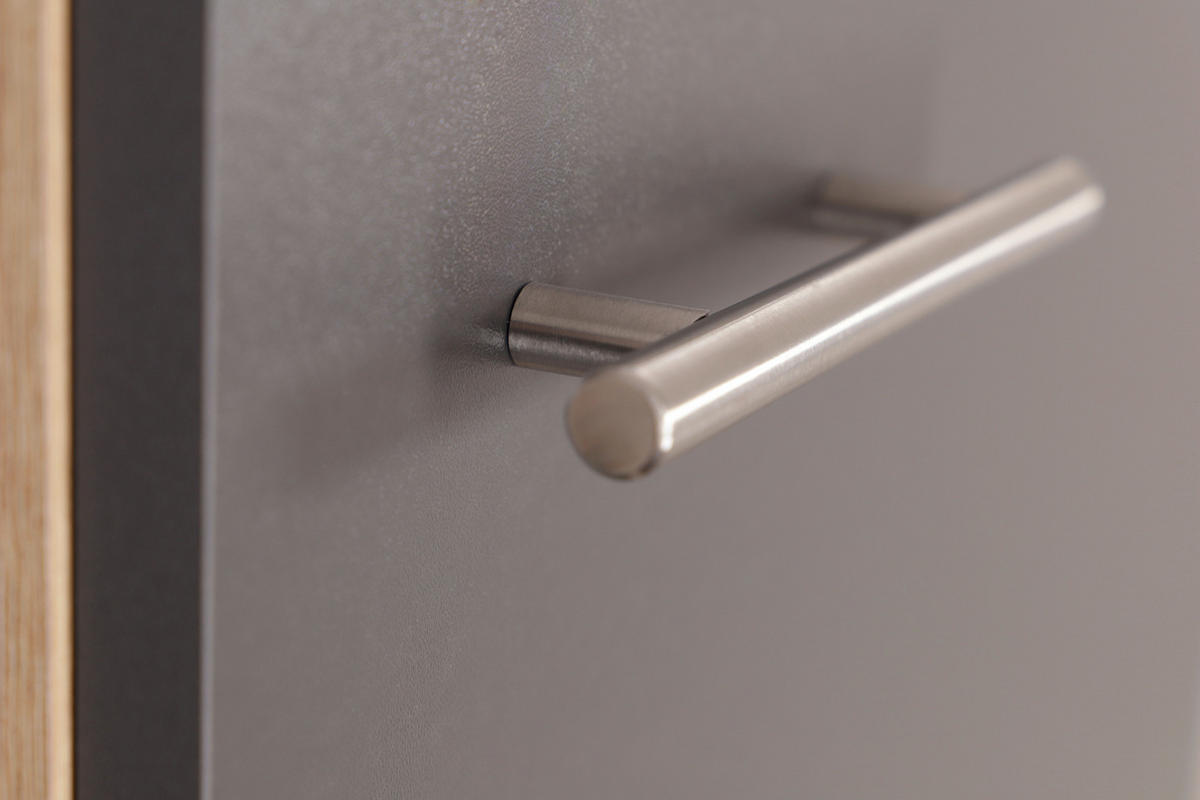 MULTISKÅP  - silver/ekfärgad, Basics, metall/trämaterial (120/144,9/60cm) - Respekta