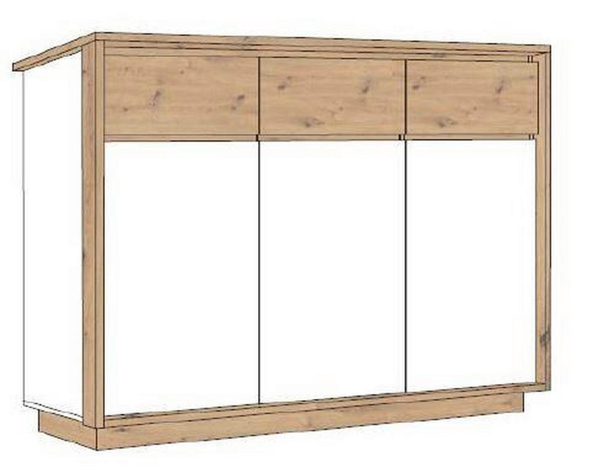 HIGHBOARD Conny  in 140/121/50 cm  - Weiß/Eiche Artisan, Basics, Holzwerkstoff (140/121/50cm) - Jimmylee