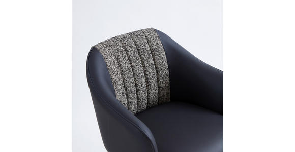 ARMLEHNSTUHL  Sitzfläche 360° drehbar, automatische Rückholfunktion Leinenoptik Echtleder  - Schwarz/Grau, Design, Leder/Textil (60/82/62cm) - Novel