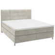 BOXSPRINGBETT 180/200 cm  in Ecru  - Chromfarben/Ecru, KONVENTIONELL, Kunststoff/Textil (180/200cm) - Voleo