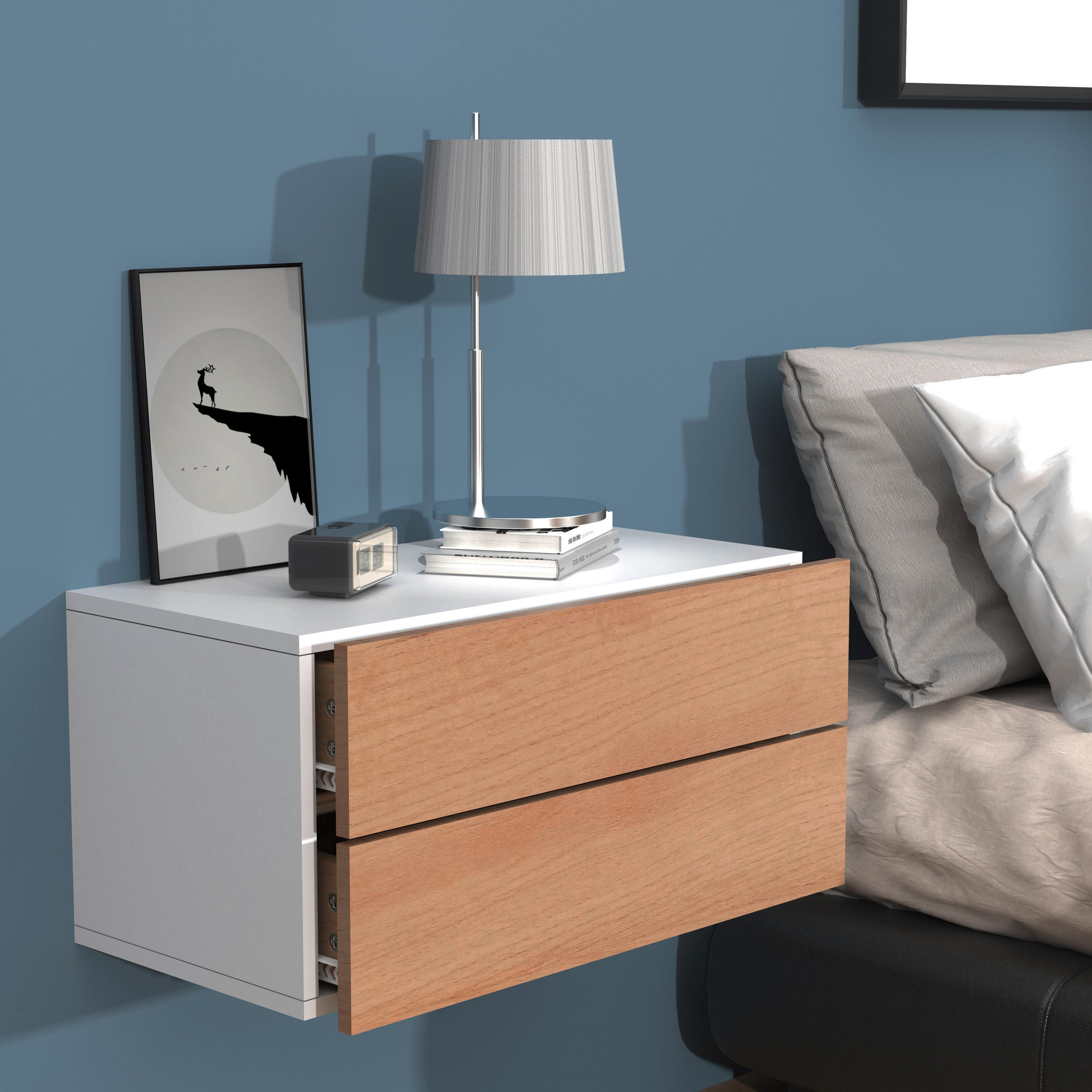 NACHTSCHRANK 60/30/32 cm  - Honigeiche/Weiß, MODERN, Holzwerkstoff (60/30/32cm) - MID.YOU
