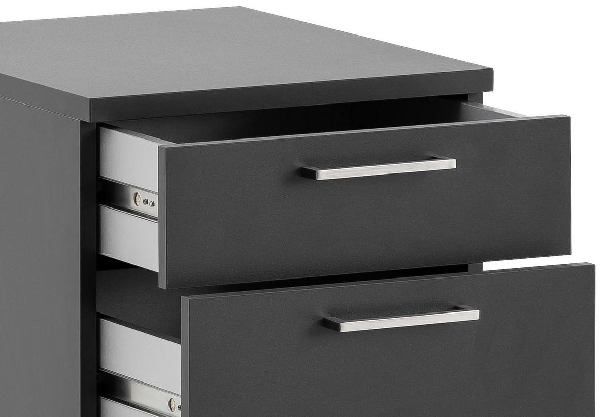 ROLLCONTAINER Anthrazit  - Anthrazit/Nickelfarben, KONVENTIONELL, Holzwerkstoff/Metall (41,2/60,1/49,6cm) - MID.YOU