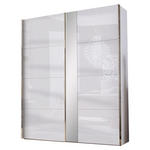 SCHWEBETÜRENSCHRANK 2-türig Grau, Weiß  - Chromfarben/Weiß, Design, Glas/Holzwerkstoff (200/216/68cm) - Hom`in