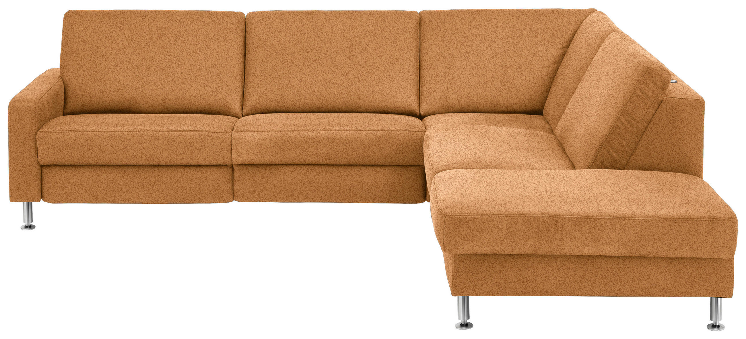 ECKSOFA in Mikrofaser Hellbraun  - Hellbraun/Alufarben, Design, Textil/Metall (275/242cm) - Dieter Knoll