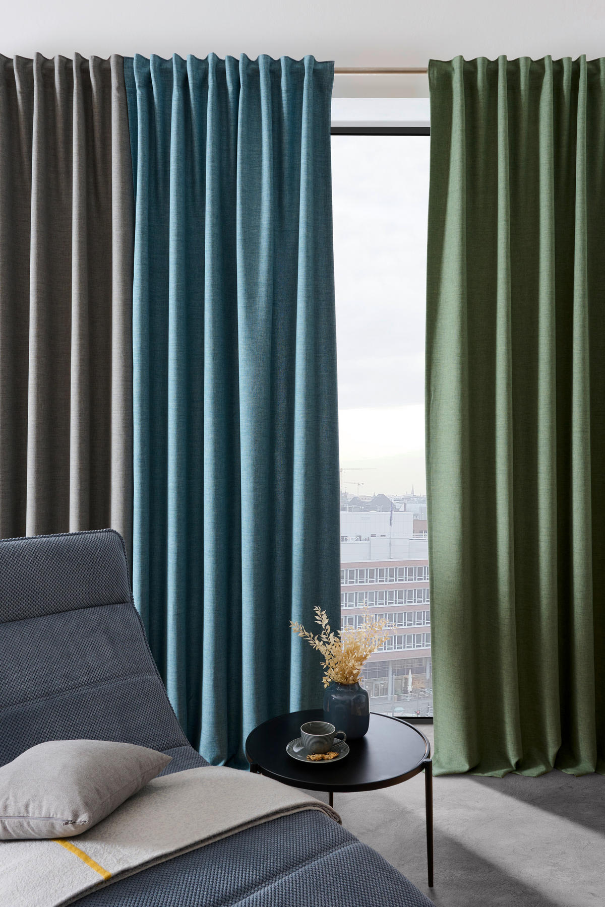 HOTOVÝ ZÁVĚS, neprůsvitné, 140/245 cm - zelená, Basics, textil (140/245cm) - Esposa