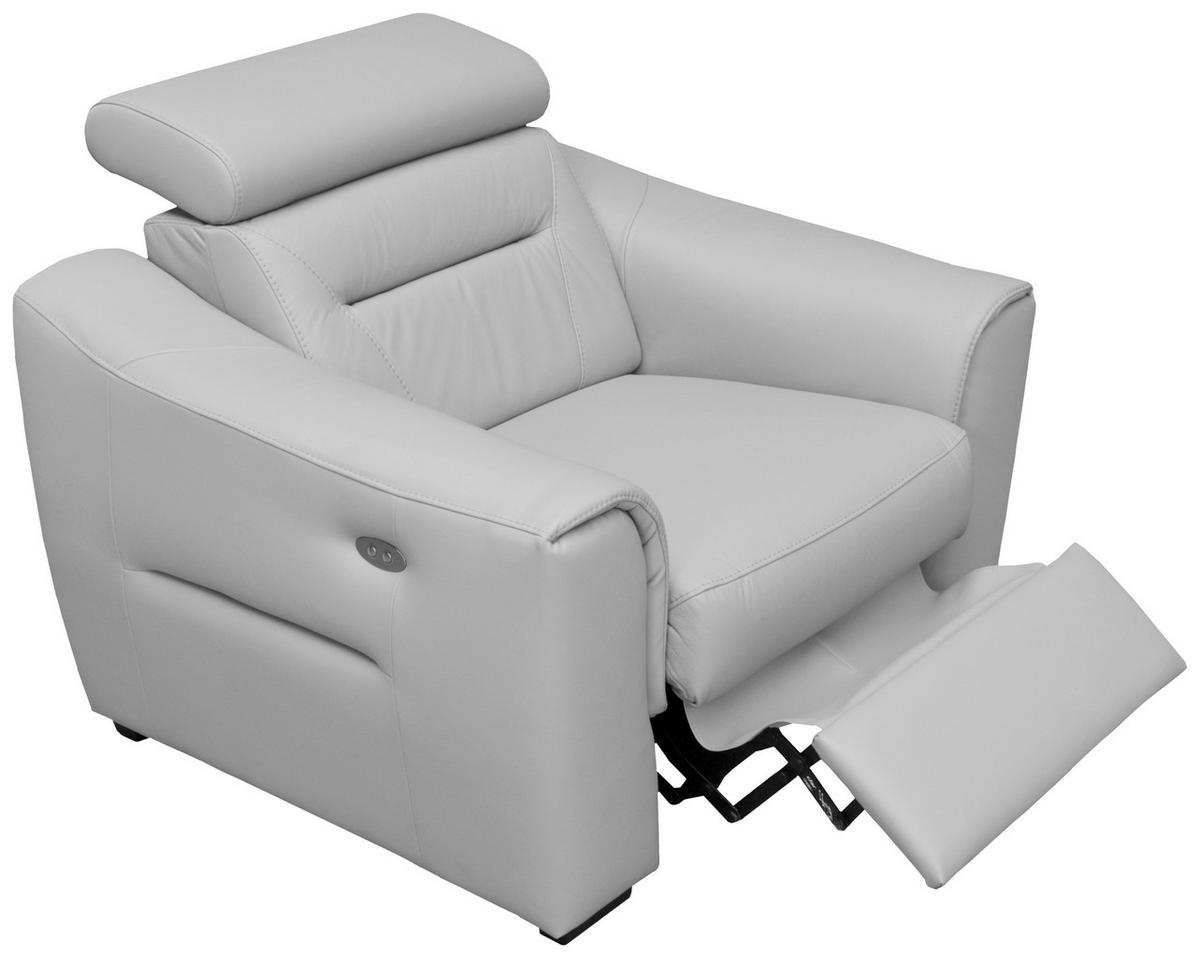 RELAXSESSEL in Textil, Leder Platinfarben  - Platinfarben/Wengefarben, Design, Leder/Holz (100/104/102cm) - Celina Home