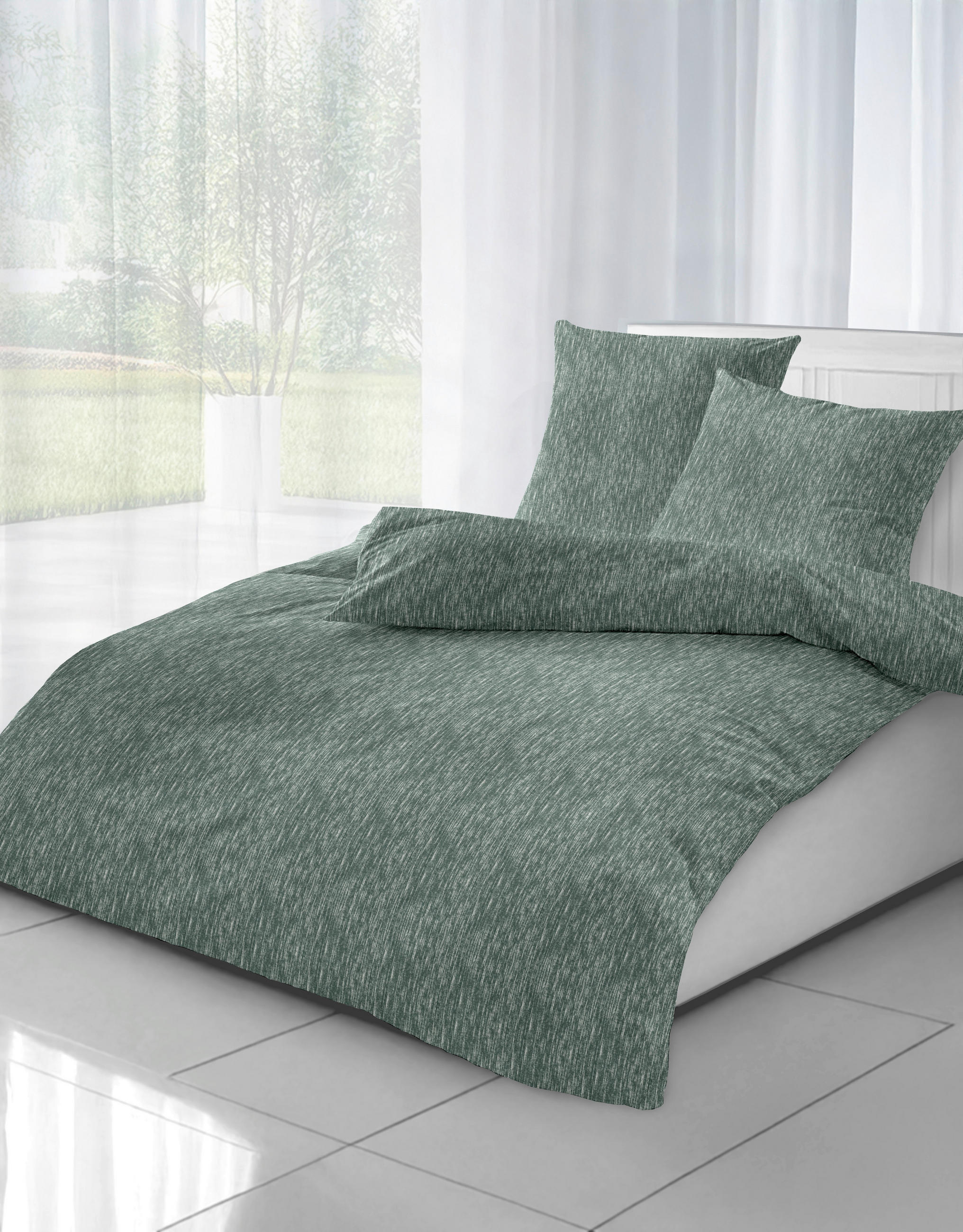 BETTWÄSCHESET Flanell 160/210 cm  50 cm/70 cm  - Mintgrün, Basics, Textil (160/210cm) - Ambiente
