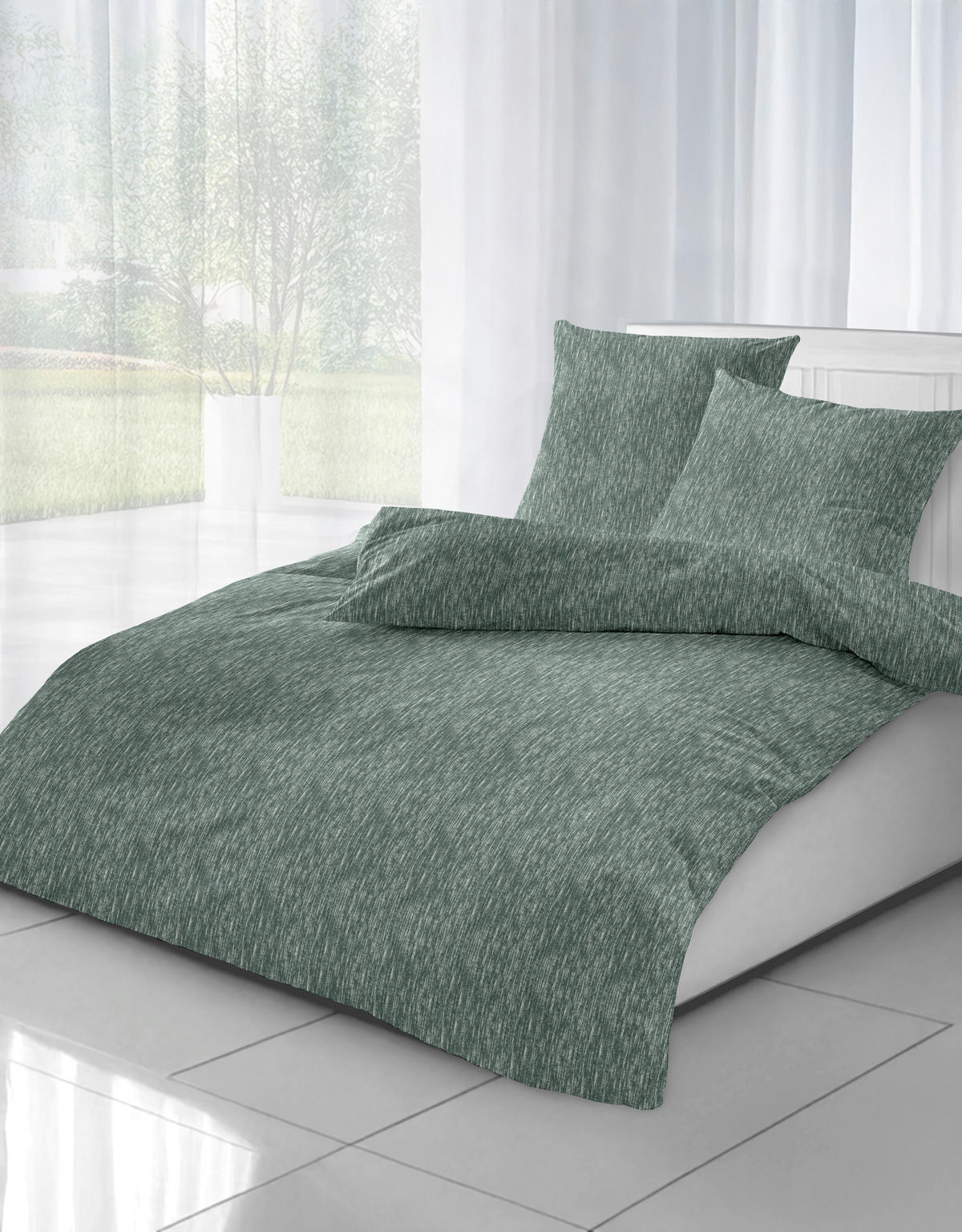 BETTWÄSCHESET Flanell 160/210 cm  50 cm/70 cm  - Mintgrün, Basics, Textil (160/210cm) - Ambiente
