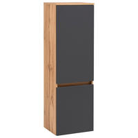 Dulap Mediu 40/130/35 cm  - argintiu/culoare lemn stejar, Konventionell, plastic/material pe bază de lemn (40/130/35cm) - Held