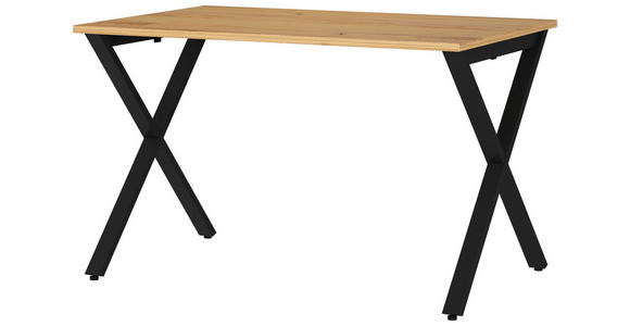 SCHREIBTISCH 120/80/75 cm Schwarz, Eichefarben, Hellbraun  - Hellbraun/Eichefarben, MODERN, Holzwerkstoff/Metall (120/80/75cm) - Novel