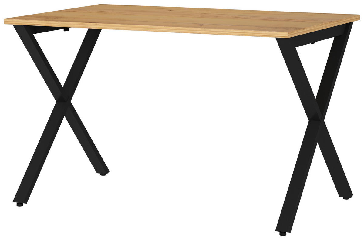 SCHREIBTISCH 120/80/75 cm Schwarz, Eichefarben, Hellbraun in verschiedenen Holz-Dekoren erhältlich, justierbare Füße  - Hellbraun/Eichefarben, MODERN, Holzwerkstoff/Metall (120/80/75cm) - Novel