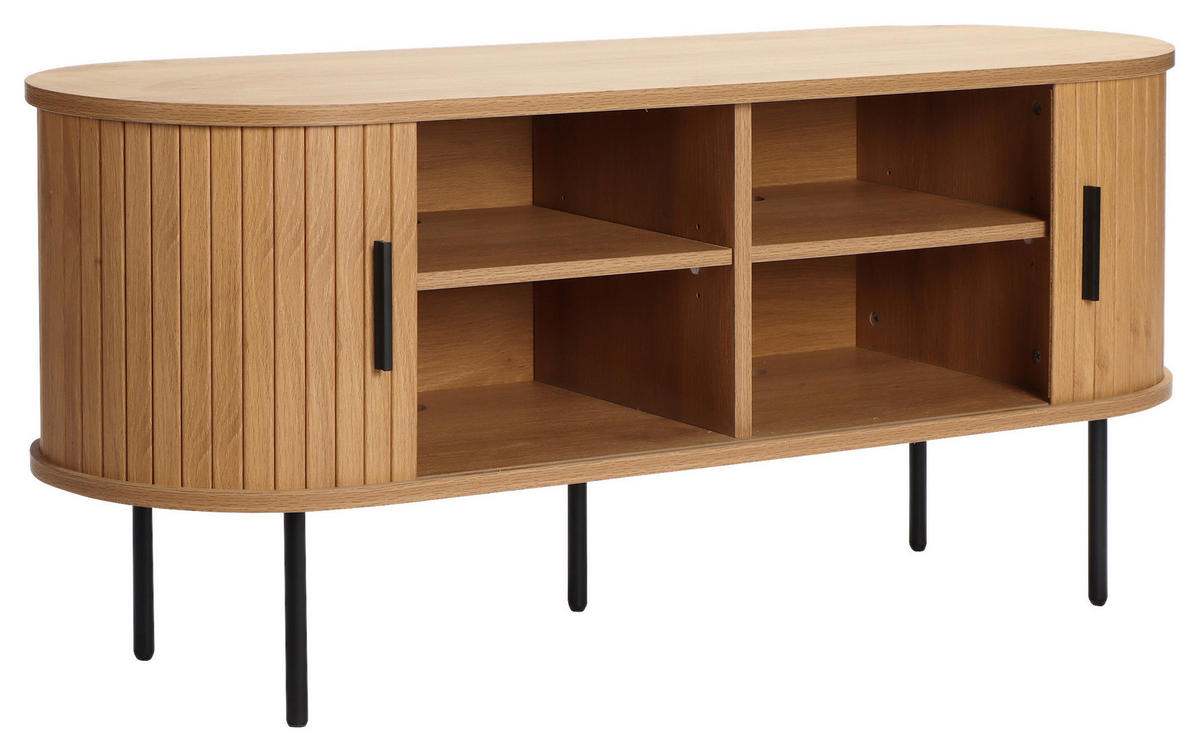 LOWBOARD , 120/55/40 cm,  - Eichefarben/Schwarz, LIFESTYLE, Holz/Holzwerkstoff (120/55/40cm) - Lomoco