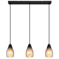 LAMPĂ SUSPENDATĂ 55/10/120 cm  - negru, Design, plastic/sticlă (55/10/120cm) - Globo