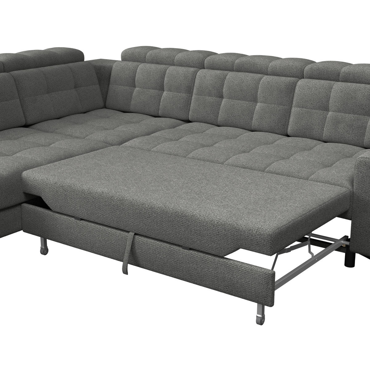 ECKSOFA Velours Anthrazit  - Anthrazit/Schwarz, Romantik / Landhaus, Textil/Metall (228/289cm) - MID.YOU