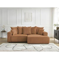 ECKSOFA Ottomane rechts  ATILLA Orange Flachgewebe  - Schwarz/Orange, MODERN, Kunststoff/Textil (244/149cm)