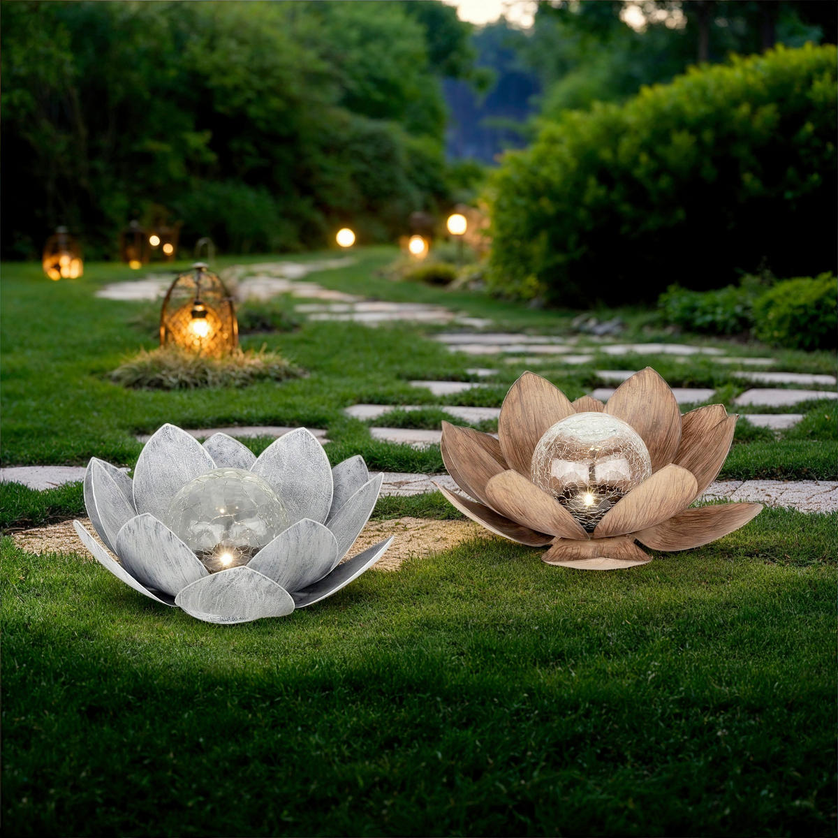 SOLARLEUCHTE Honolulu 25/10 cm  - Blau, Basics, Glas/Metall (25/10cm) - Ambia Garden