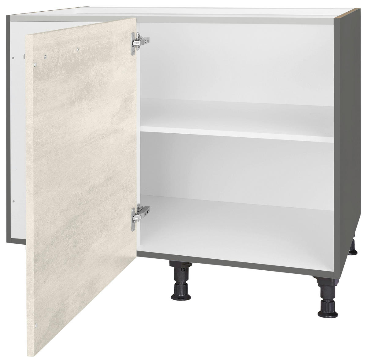 ECKUNTERSCHRANK 125/87/65 cm  - Schieferfarben/Edelstahlfarben, MODERN, Holzwerkstoff/Metall (125/87/65cm) - Nobilia