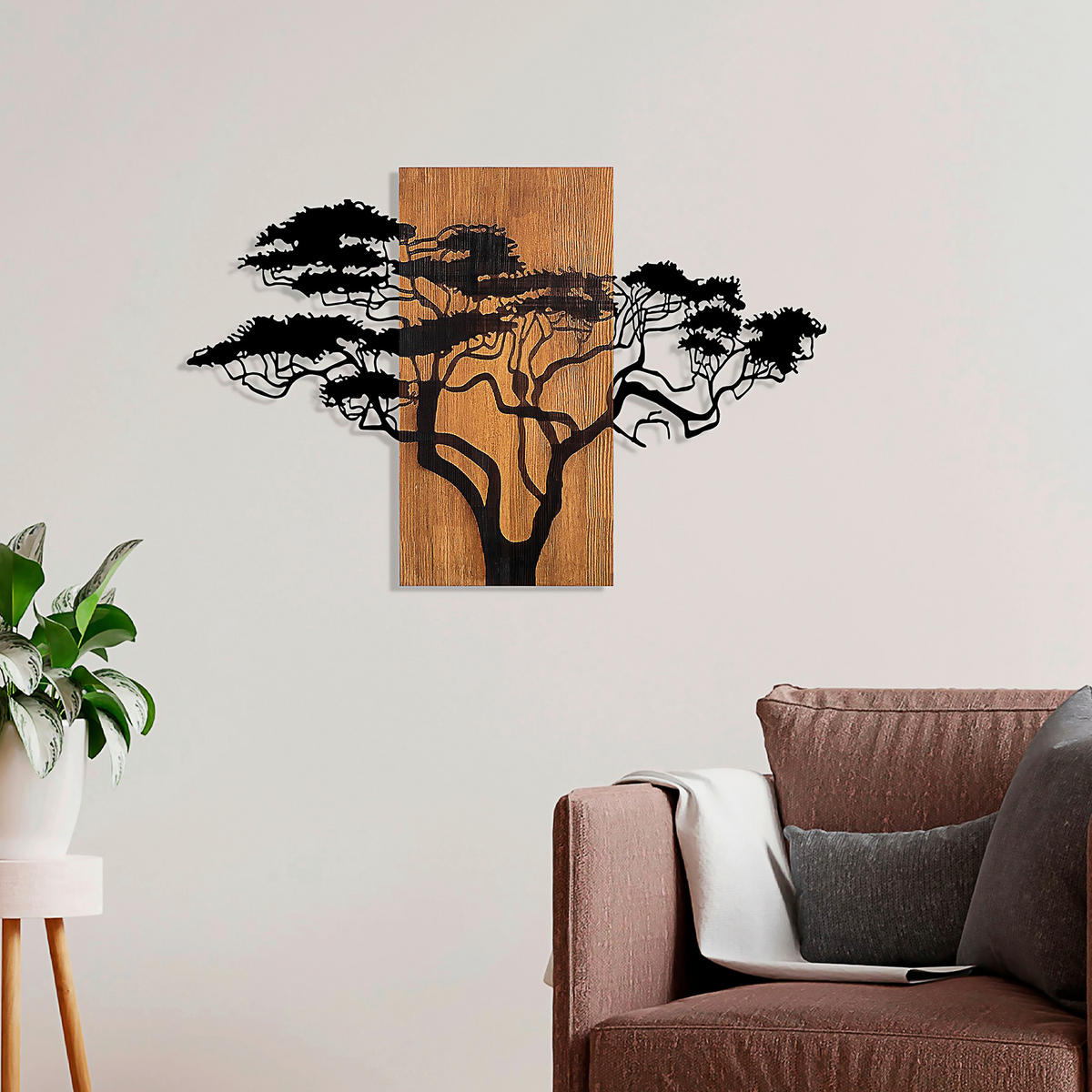 OBJEKTBILD 90/58 cm    - Walnussfarben/Schwarz, Basics, Holzwerkstoff (90/58cm)