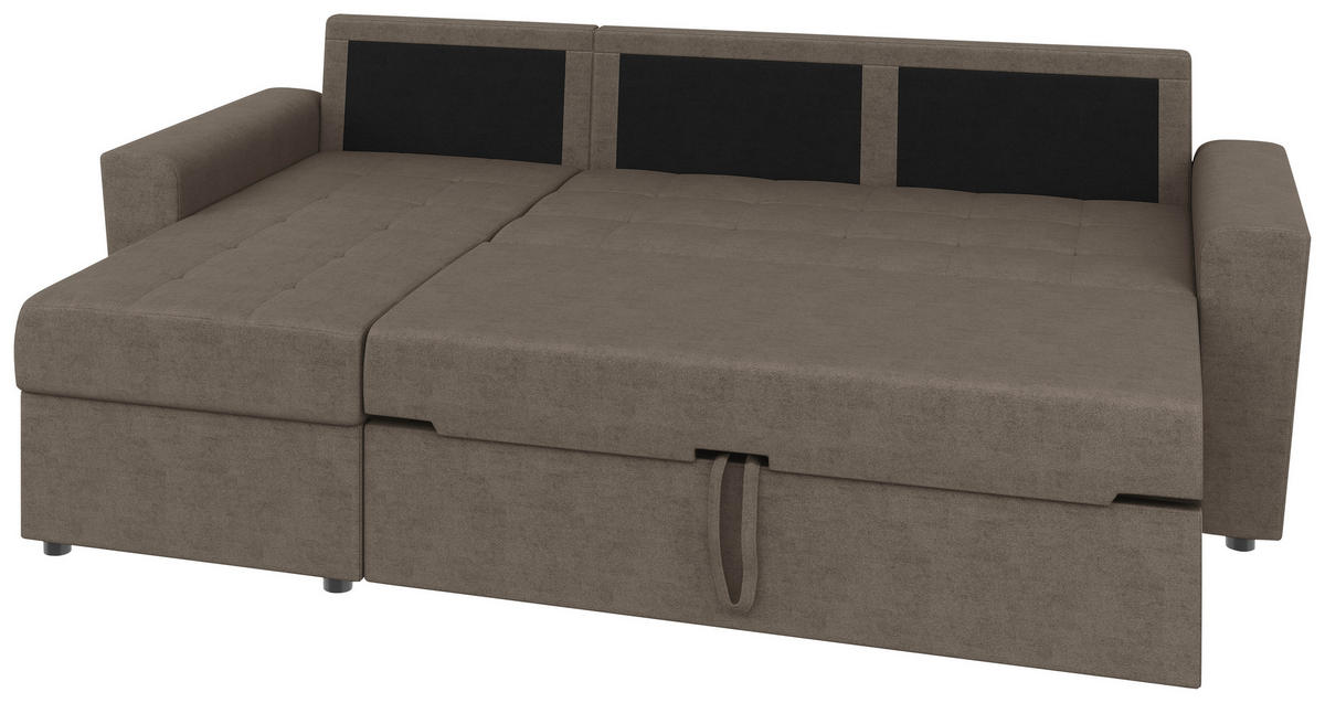 ECKSOFA TERMOLI in Jacquard Taupe  155/231 cm  - Taupe/Schwarz, Design, Kunststoff/Textil (155/231cm) - MID.YOU