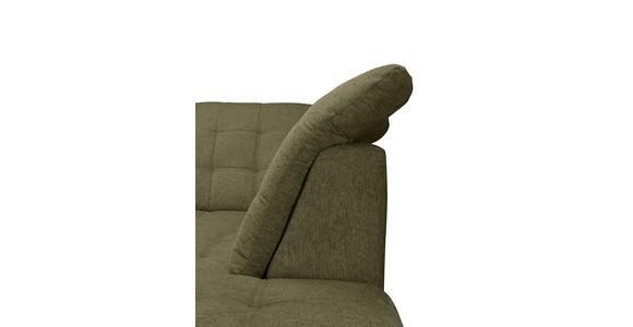 ECKSOFA Olivgrün Chenille Bettkasten, Schlaffunktion, Rücken echt, Kopfteilverstellung, Liegefläche im Originalstoff  - Chromfarben/Olivgrün, KONVENTIONELL, Kunststoff/Textil (260/205cm) - Carryhome