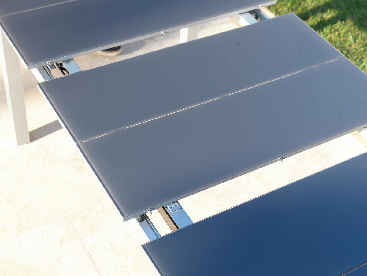 Masă grădină & terasă 180-240/100/76 cm   - argintiu/gri închis, Basics, sticlă/metal (180-240/100/76cm) - Ambia Garden