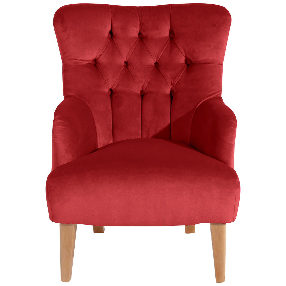 KŘESLO UŠÁK, textil, červená - přírodní barvy/červená, Moderní, dřevo/textil (71/97/82cm) - Max Winzer