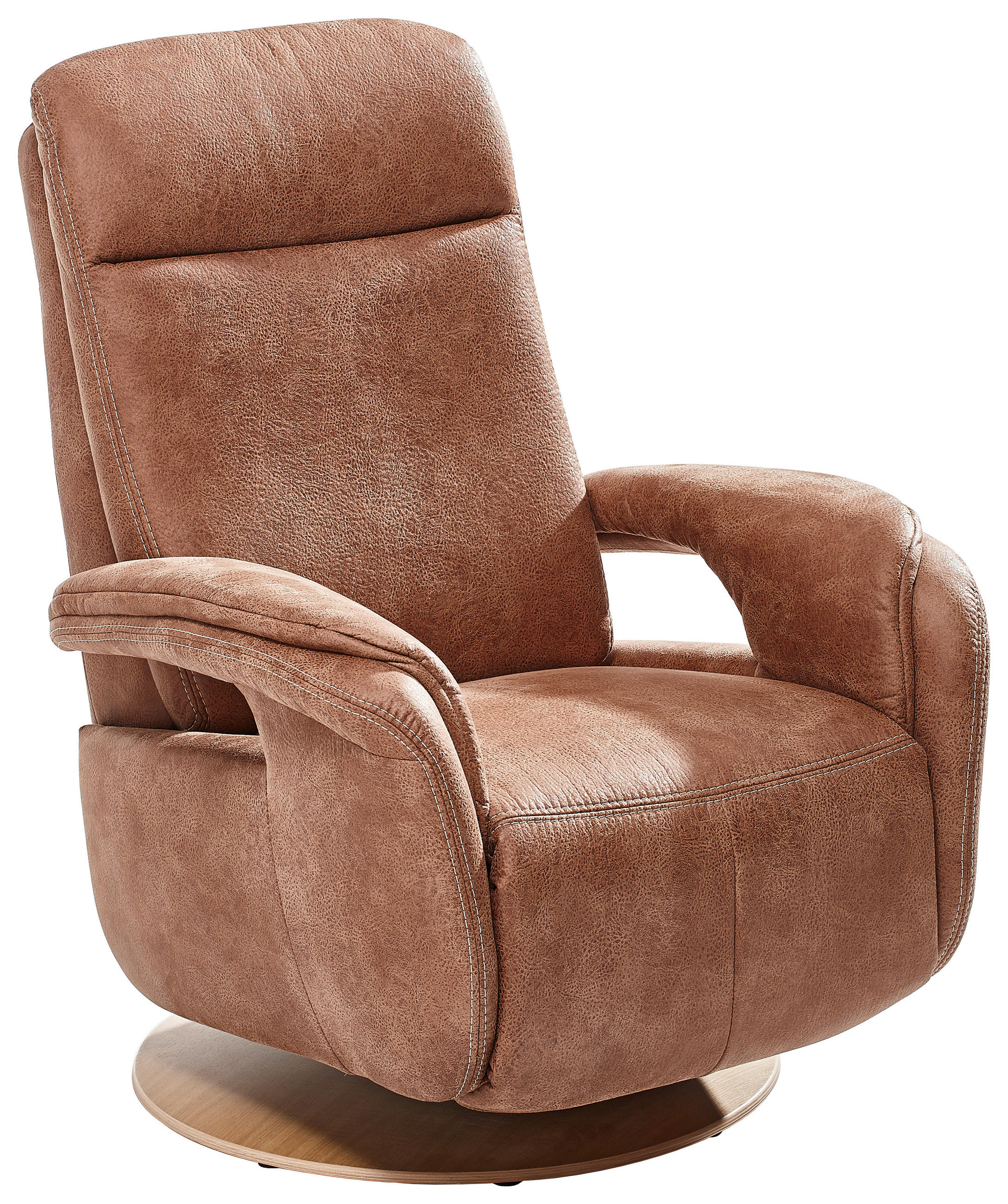 RELAXSESSEL Mikrofaser Relaxfunktion    - Eichefarben/Beige, KONVENTIONELL, Holz/Textil (80/106/88cm) - Voleo