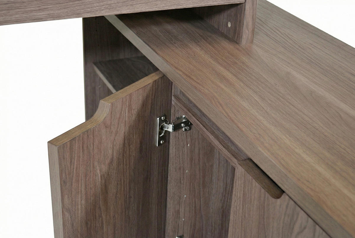 ECKSCHREIBTISCH 140/118/76 cm Walnussfarben Kabeldurchlass, Stauraum, seitenverkehrt montierbar, in verschiedenen Holz-Dekoren erhältlich  - Eichefarben/Walnussfarben, MODERN, Holzwerkstoff (140/118/76cm) - MID.YOU