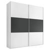 GARDEROB MED SKJUTDÖRRAR 200/222/68 cm 2-dörrar - vit/aluminiumfärg, Design (200/222/68cm) - MID.YOU