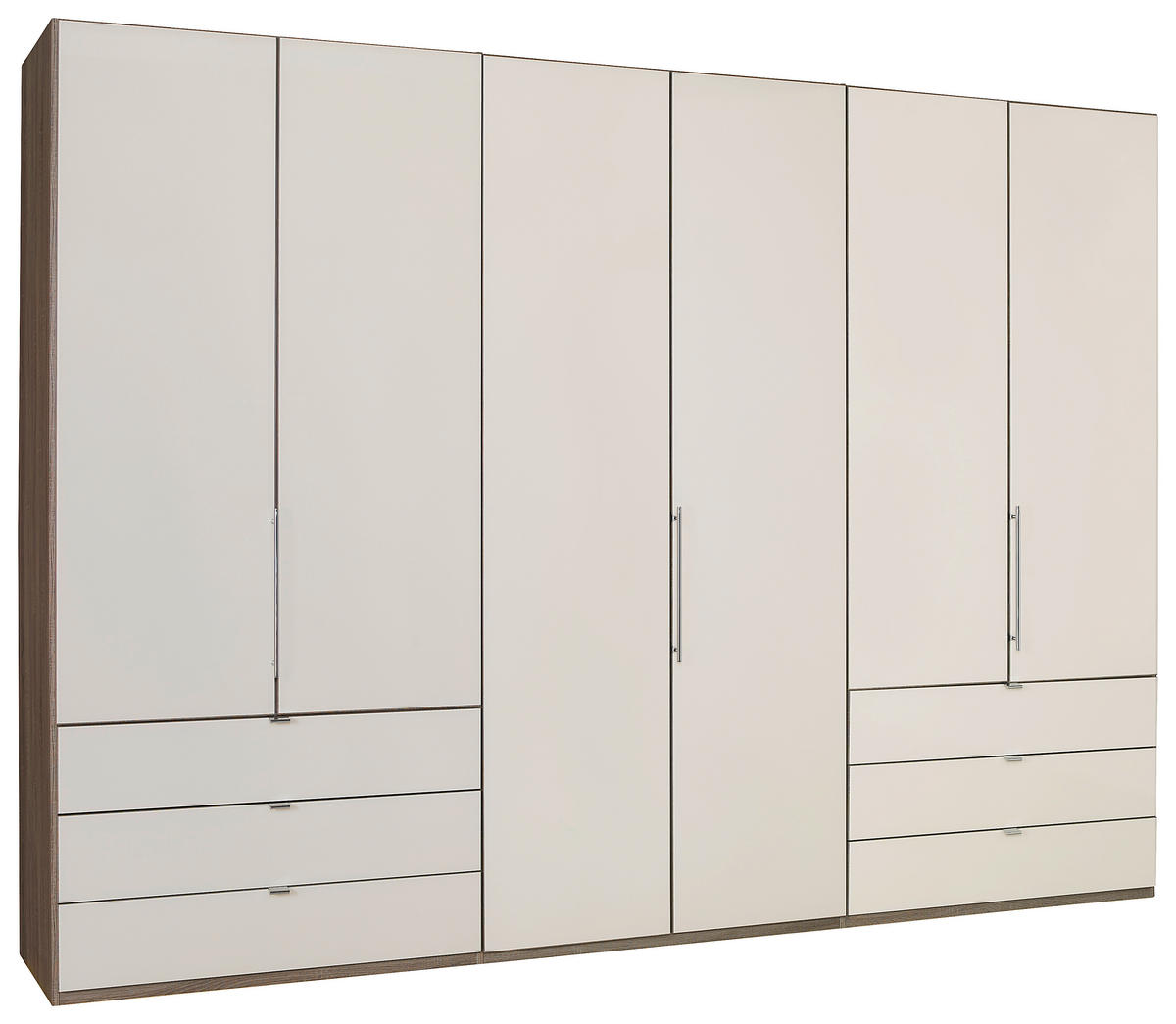 FALTTÜRENSCHRANK 300/216/58 cm 3-türig  - Chromfarben/Magnolie, Konventionell, Glas/Holzwerkstoff (300/216/58cm) - Venda