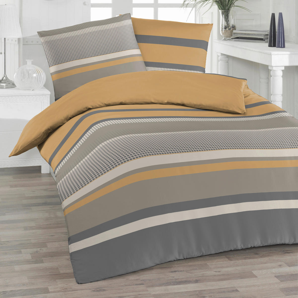 Bettwäsche 2er Set 4-teilig Flanell 135/200 cm  - Beige, Design, Textil (135/200cm) - Florella