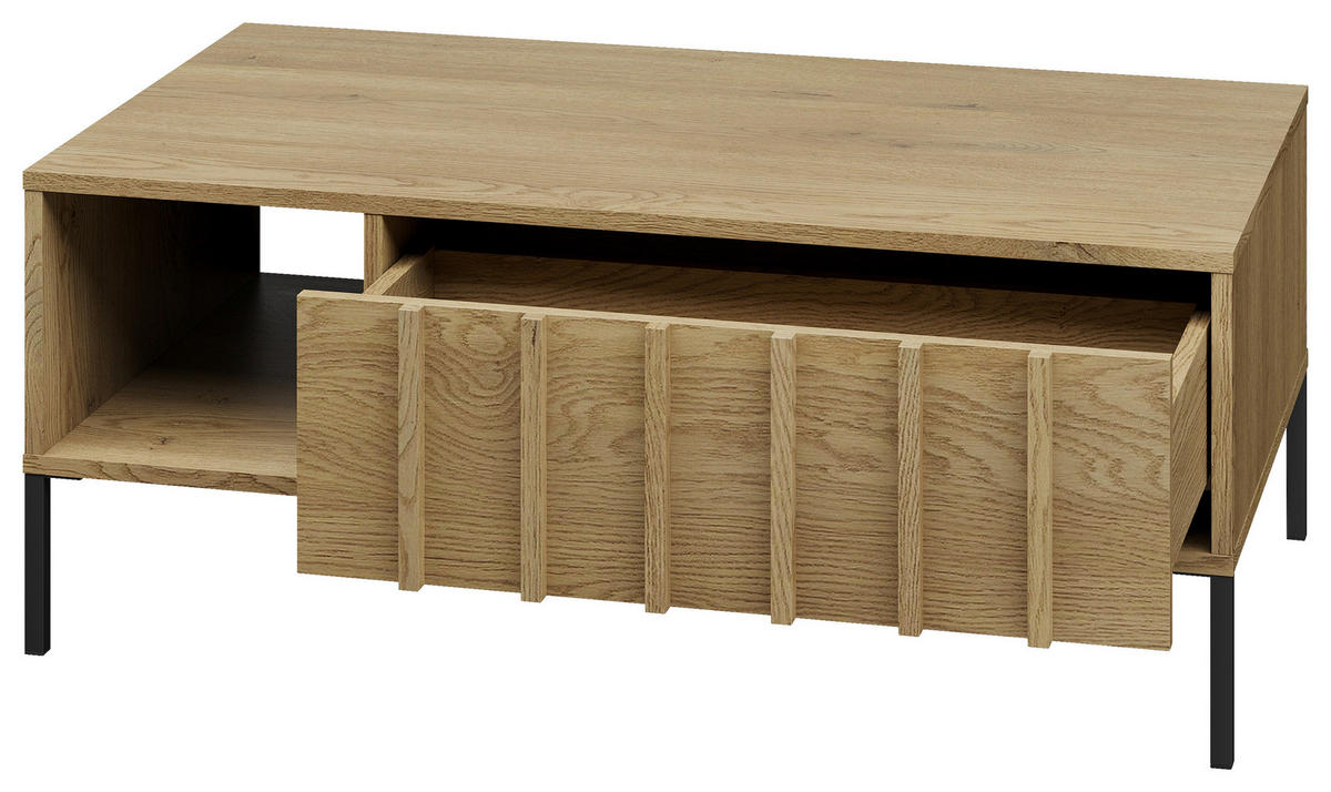 COUCHTISCH Eiche Eichefarben  - Eichefarben/Schwarz, Design, Holz/Metall (100/55/40cm) - MID.YOU