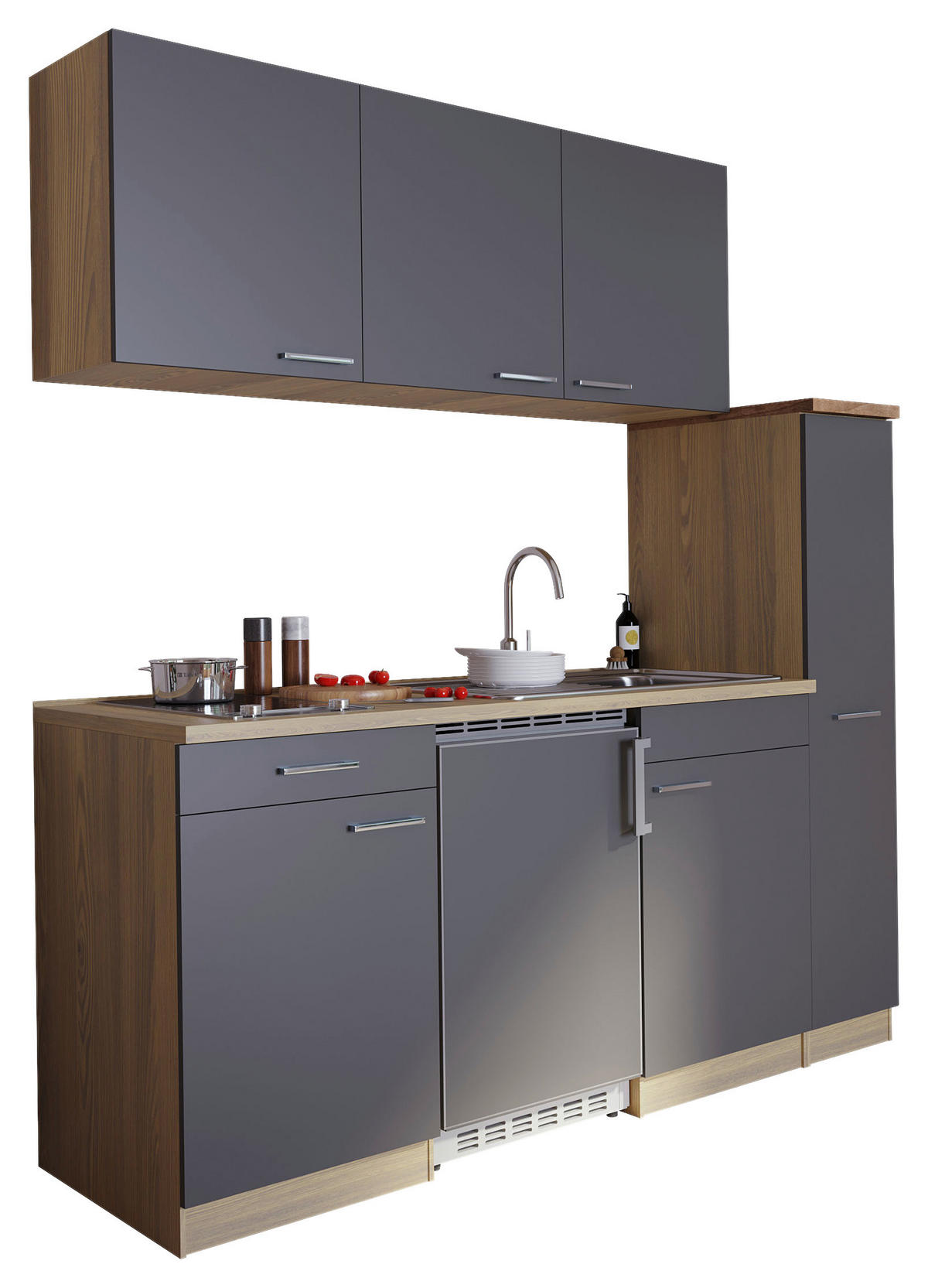 KÜCHENBLOCK 180 cm   in Grau  - Eichefarben/Alufarben, Basics, Holzwerkstoff/Kunststoff (180cm) - Respekta