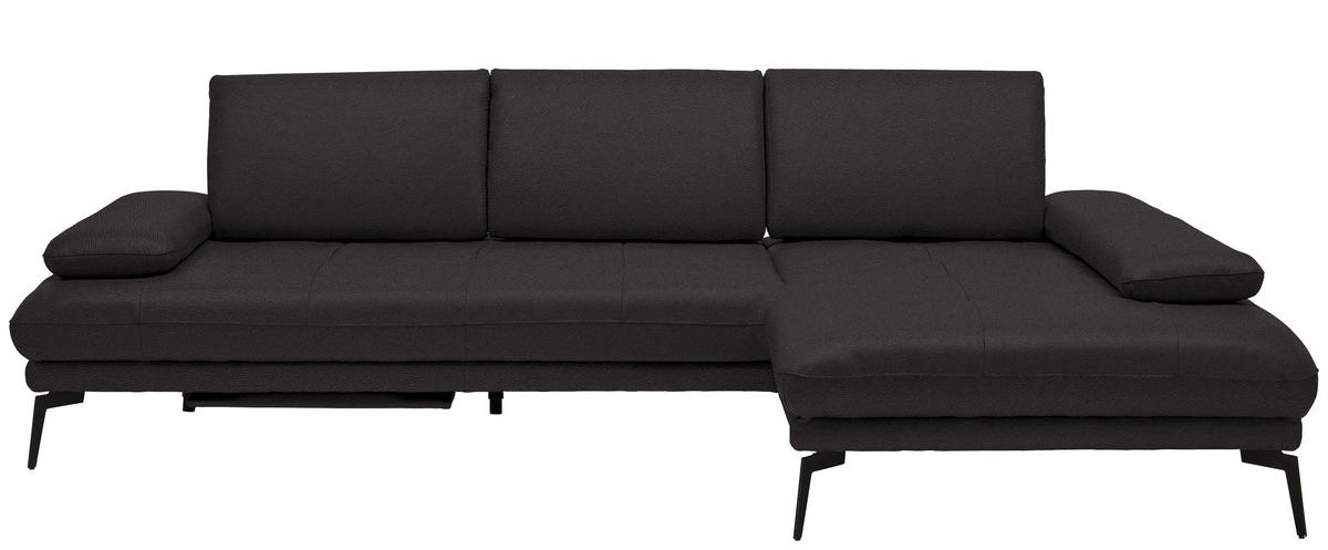 ECKSOFA Dunkelbraun Echtleder  - Dunkelbraun/Schwarz, Design, Leder/Metall (273/187cm) - Celina Home
