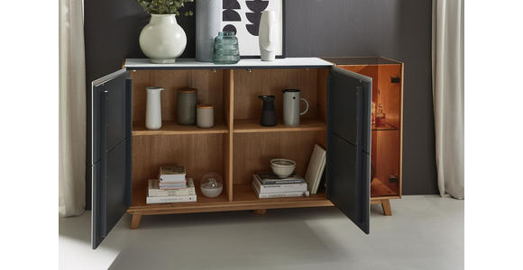 SIDEBOARD 164/92/40 cm - Eichefarben/Weiß, Natur, Glas/Holz (164/92/40cm) - Dieter Knoll