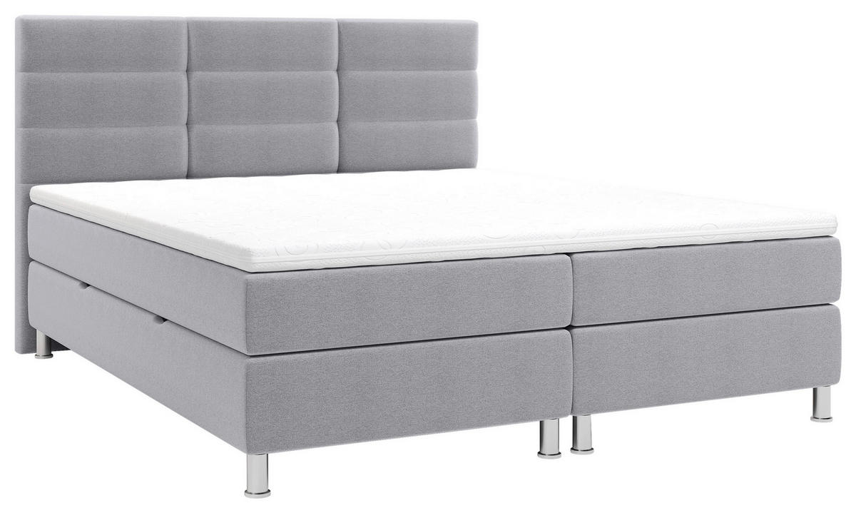 POSTELJA Z VZMETNICO 140 cm   x 200 cm  , tekstil svetlo siva  - barve kroma/svetlo siva, Konvencionalno, kovina/tekstil (140/200cm) - Carryhome