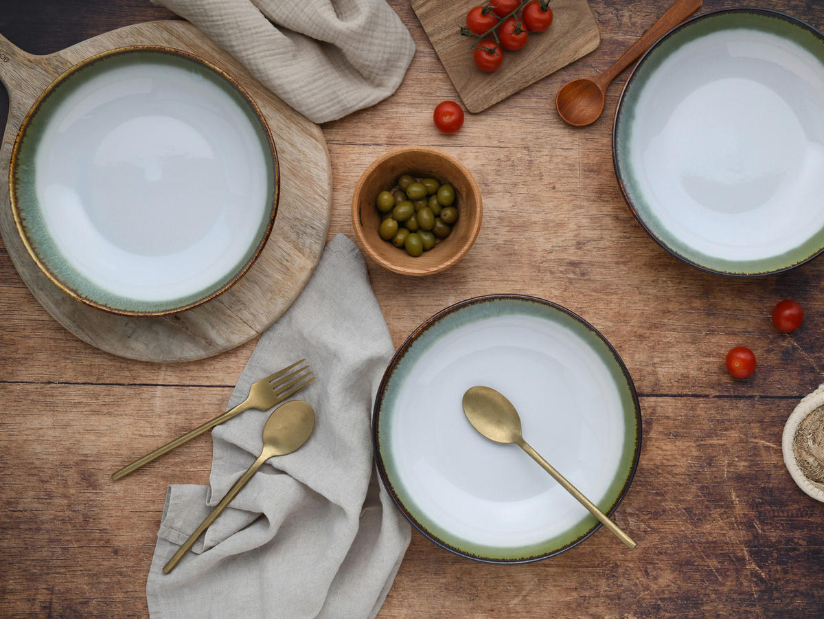 SCHÜSSELSET 4-teilig Cascade   - Weiß/Grün, Design, Keramik - Creatable