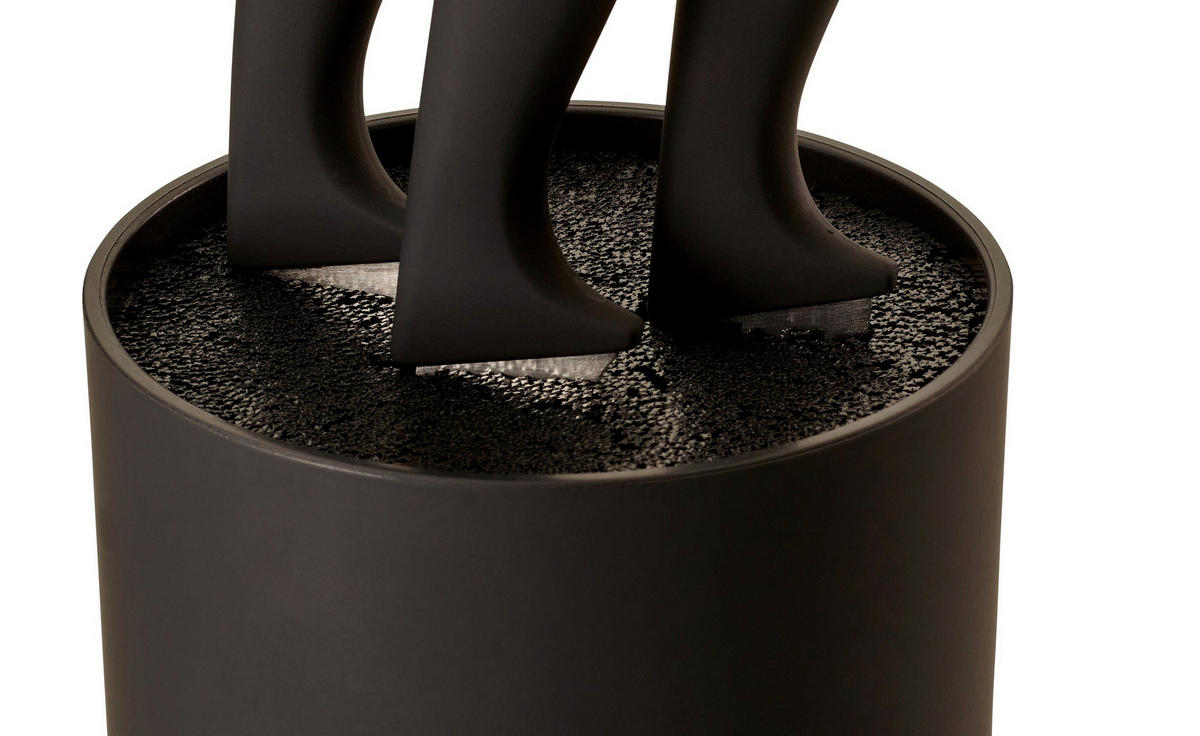 MESSERBLOCK 4-teilig  - Silberfarben/Schwarz, Basics, Kunststoff (11/22cm) - Echtwerk