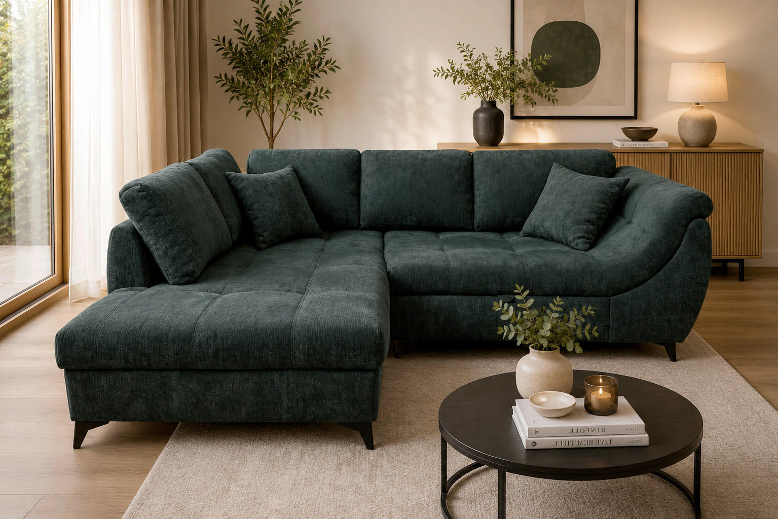 P & B ROHOVÁ SEDAČKA, textil, zelená