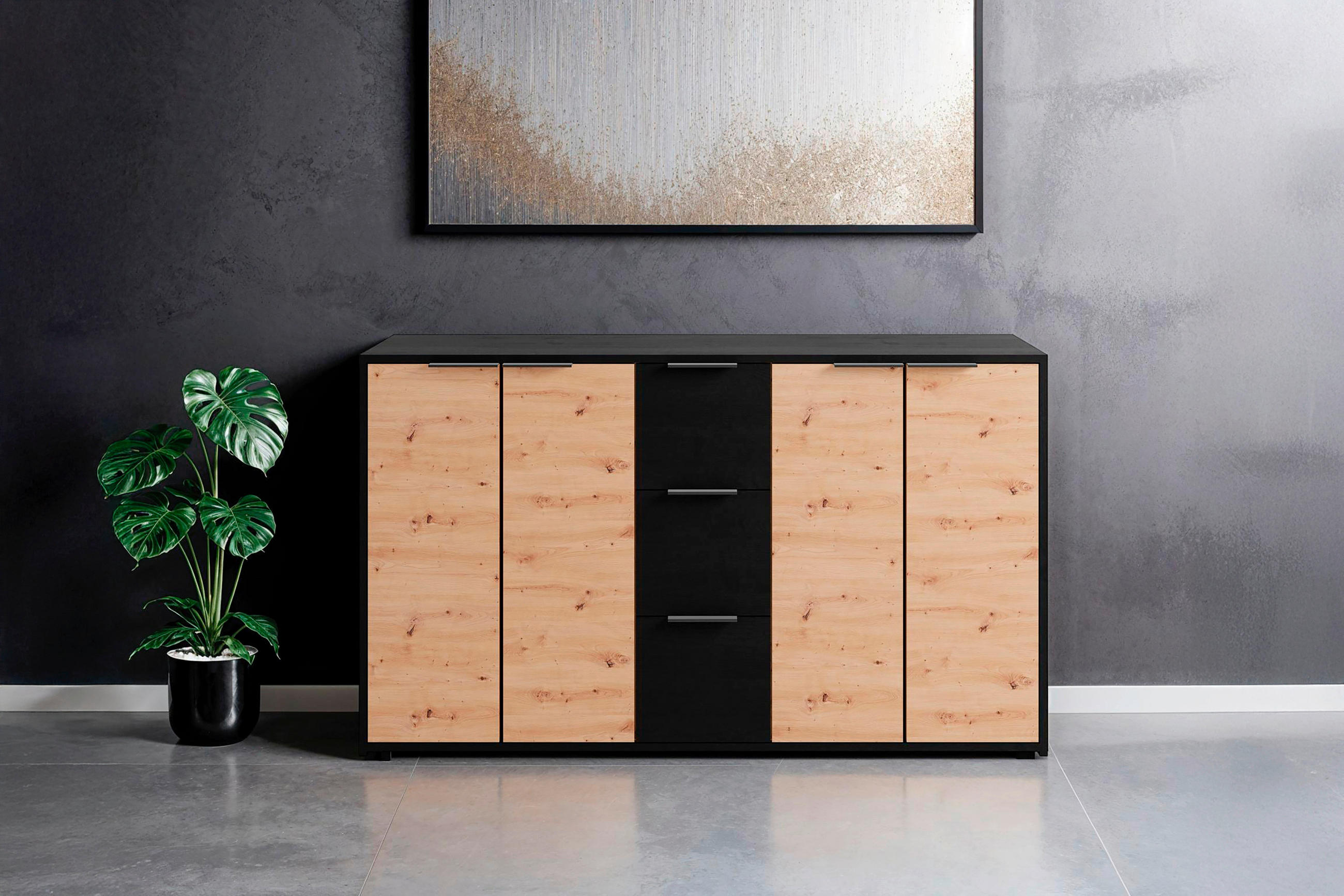 SIDEBOARD  in 139/80/39 cm  - Anthrazit/Schwarz, Design, Holzwerkstoff/Kunststoff (139/80/39cm) - MID.YOU