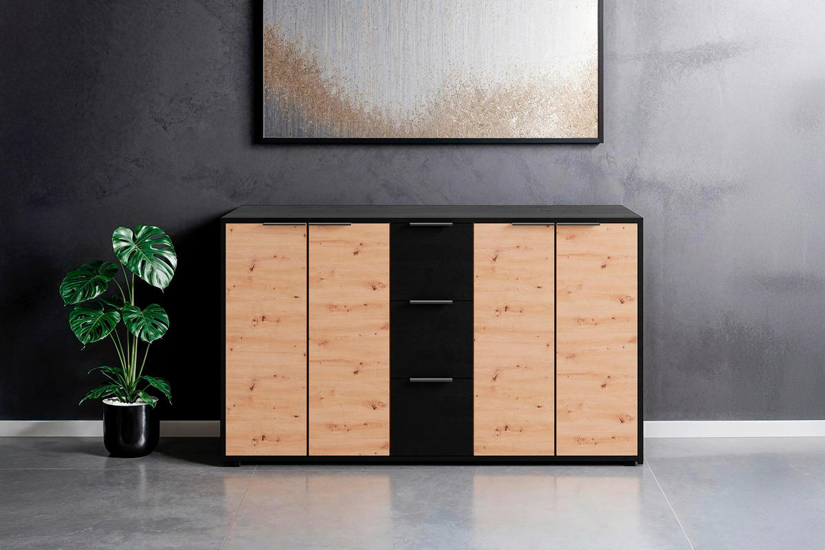 SIDEBOARD  in 139/80/39 cm  - Anthrazit/Schwarz, Design, Holzwerkstoff/Kunststoff (139/80/39cm) - MID.YOU