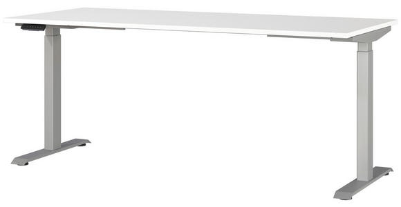 SCHREIBTISCH 180/80/72-118 cm  in Silberfarben, Weiß  - Silberfarben/Weiß, MODERN, Holzwerkstoff/Metall (180/80/72-118cm) - Novel