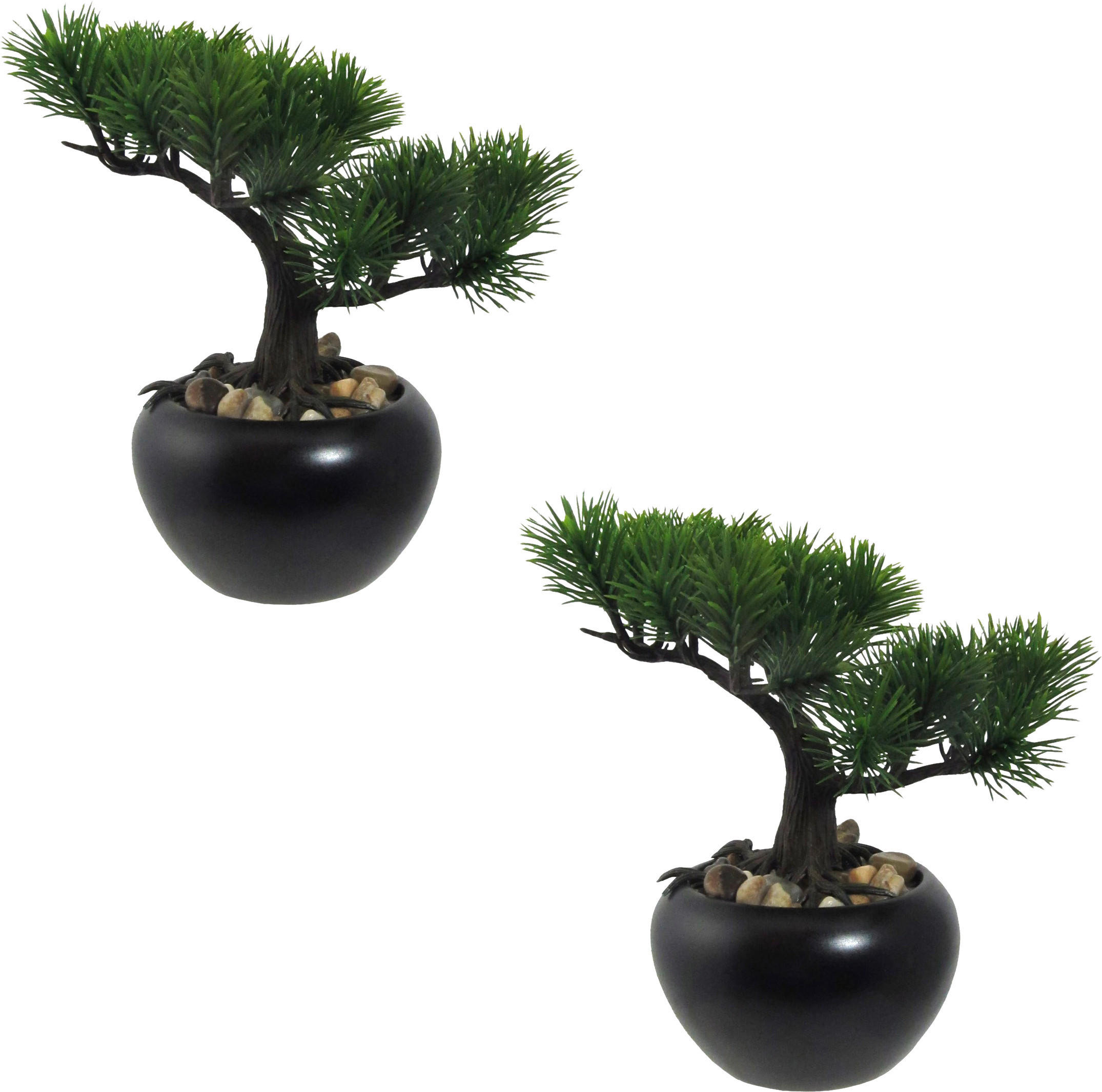 KUNSTPFLANZE Bonsai 19 cm  - Schwarz/Grün, Design, Keramik/Kunststoff (19cm) - P & B