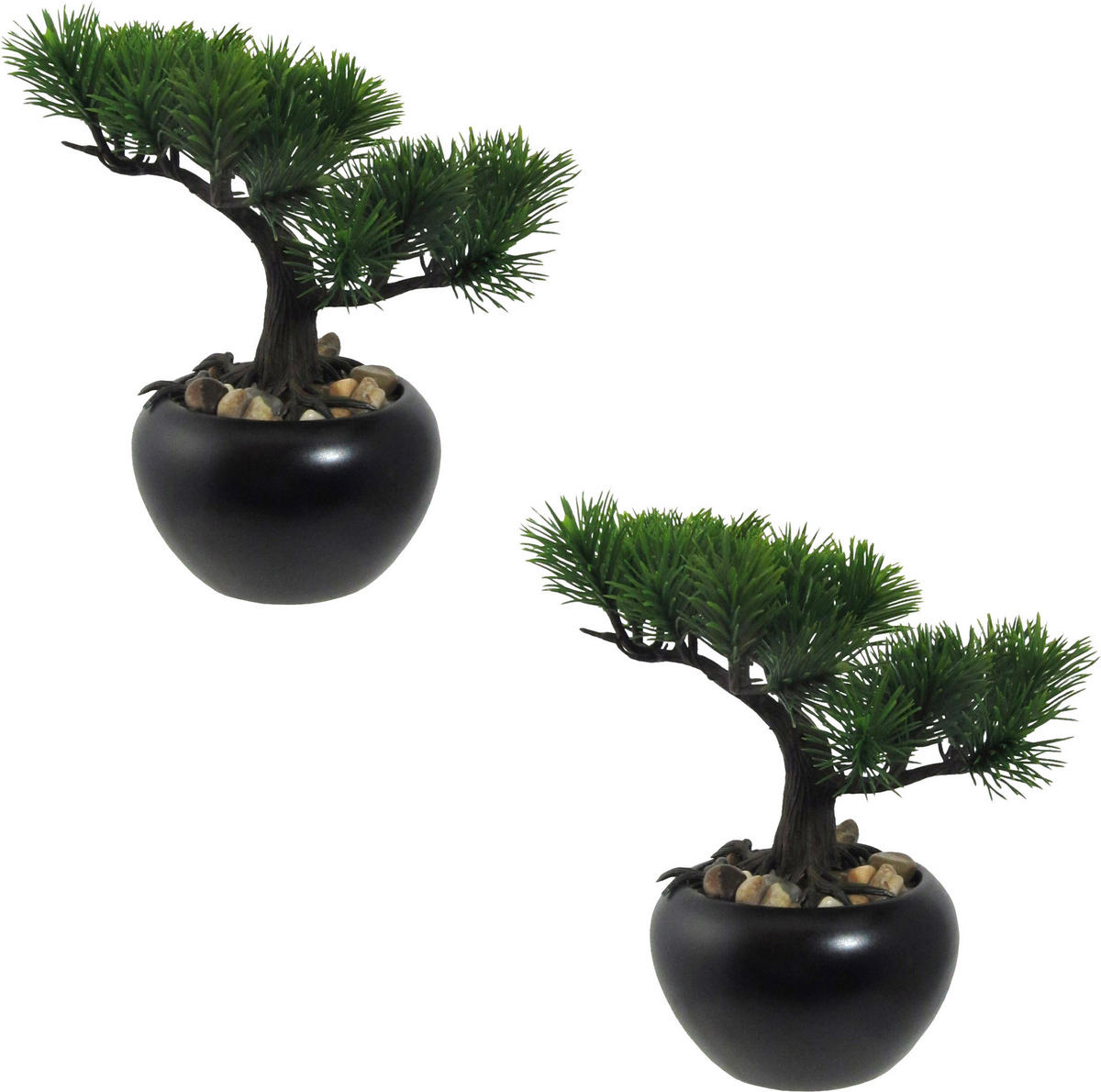 KUNSTPFLANZE Bonsai 19 cm  - Schwarz/Grün, Design, Keramik/Kunststoff (19cm) - P & B