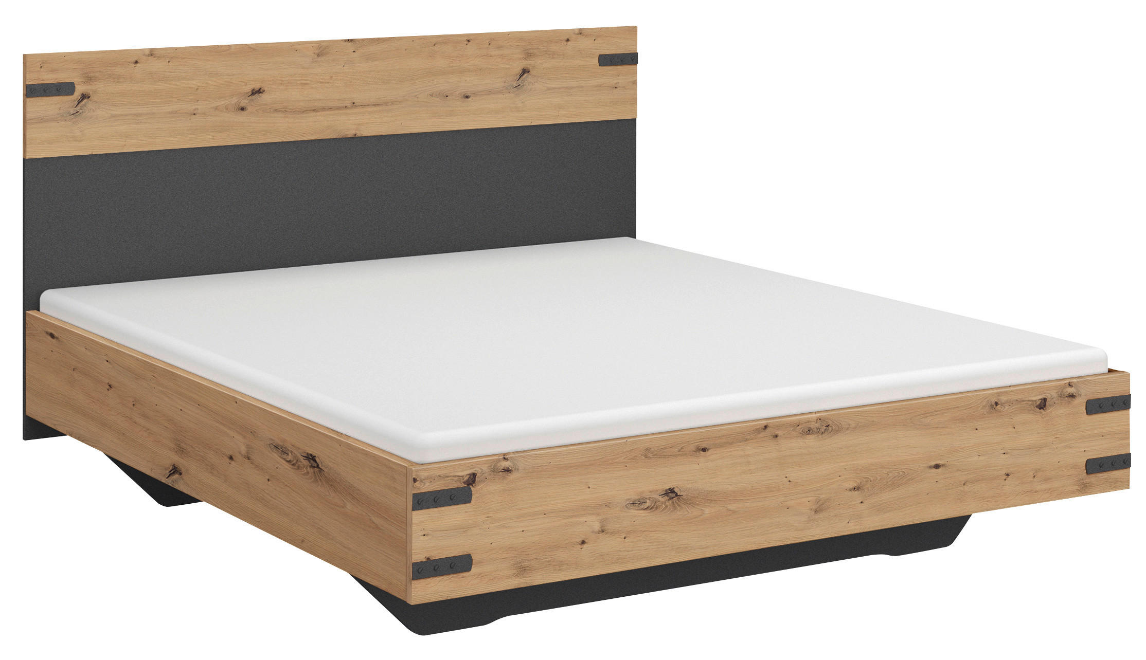KREVET   180/200 cm   tamno siva, hrast Artisan  - tamno siva/hrast Artisan, Moderno, drvni materijal/plastika (180/200cm) - Rauch Möbel