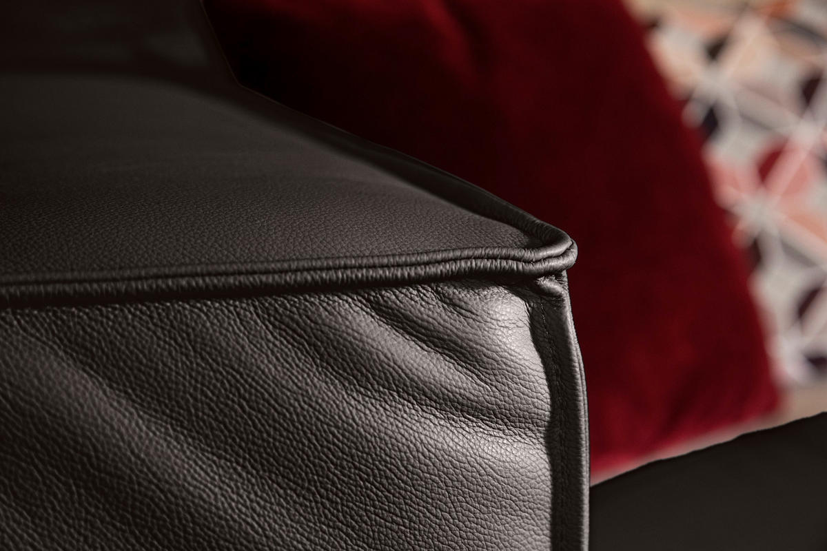 ECKSOFA around the block Braun Echtleder  - Schwarz/Braun, MODERN, Leder/Kunststoff (164/300cm) - Chilliano