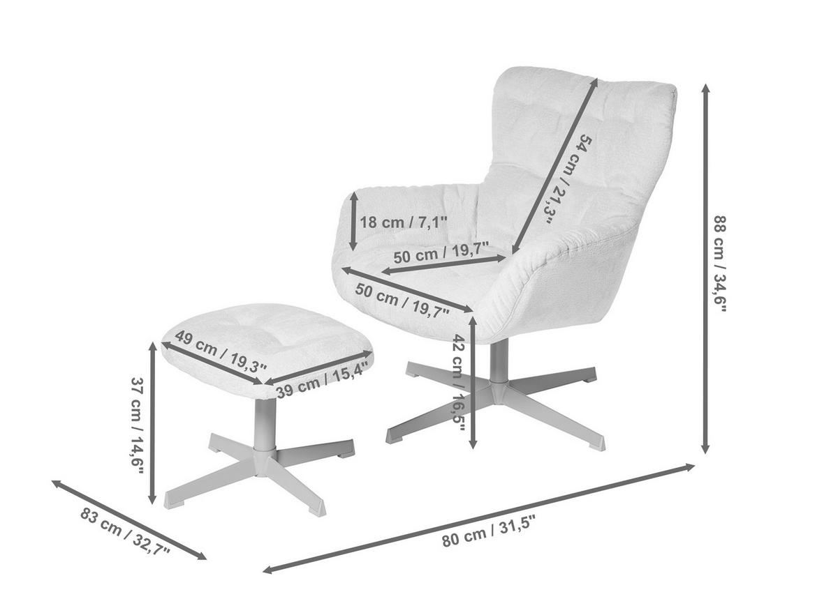 RELAXSESSELSET in Holz, Metall, Textil Creme  - Creme, MODERN, Holz/Textil (83/88/80cm) - MID.YOU