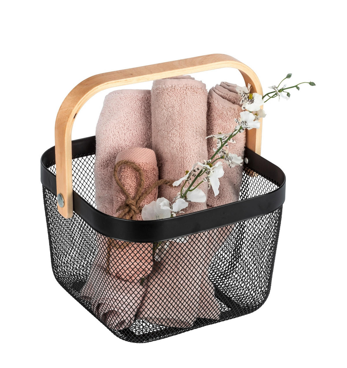 AUFBEWAHRUNGSKÖRBCHEN  - Schwarz/Braun, KONVENTIONELL, Holz/Metall (25/17/25cm) - Wenko